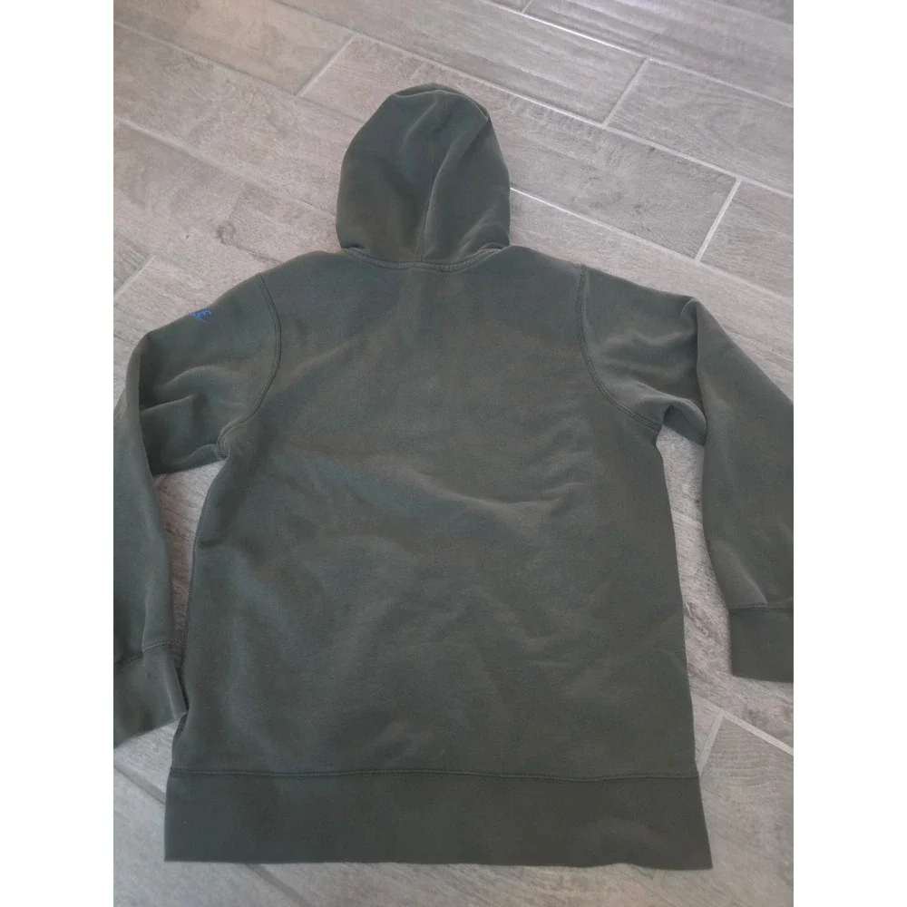 Nike Kids Olive Green Hoodie Pullover Sweatshirt Blue Logo Sportswear Size Large